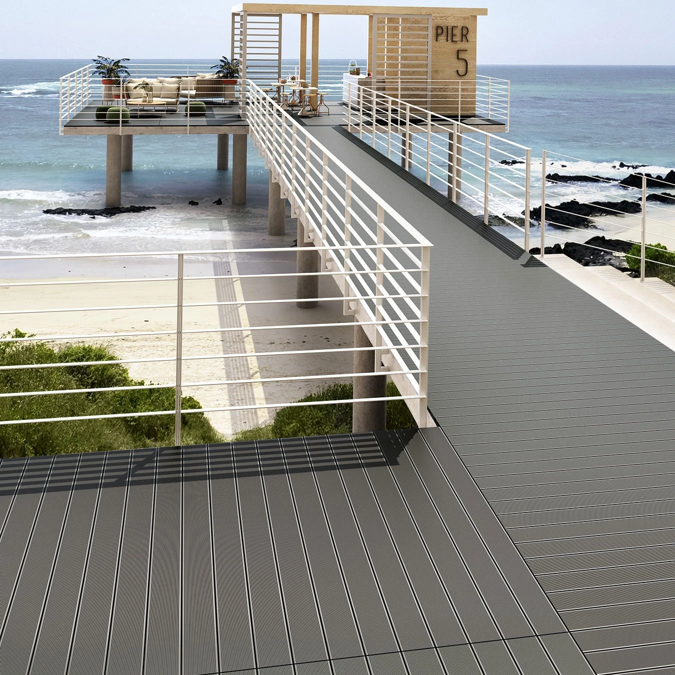 Square Hollow Plastic Wood Composite Flooring 3d Grain Embossed Wpc Outdoor Garden Decking Easy Install Tile