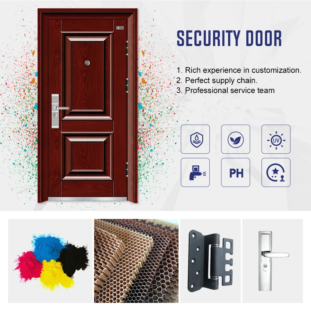 Hot Sale CE Approved Durable Style Steel Anti-theft Exterior metal fire rated door steel Security Front Door