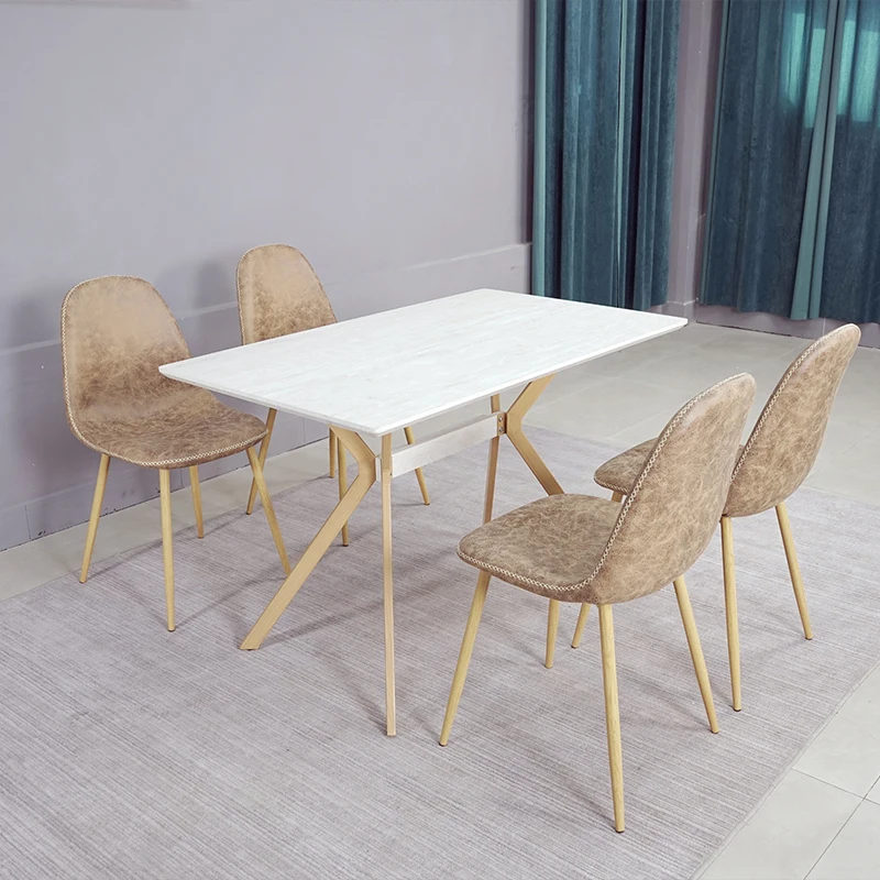 Nordic White Dining Table Sets High Gloss MDF Wooden Table Dining Room Set