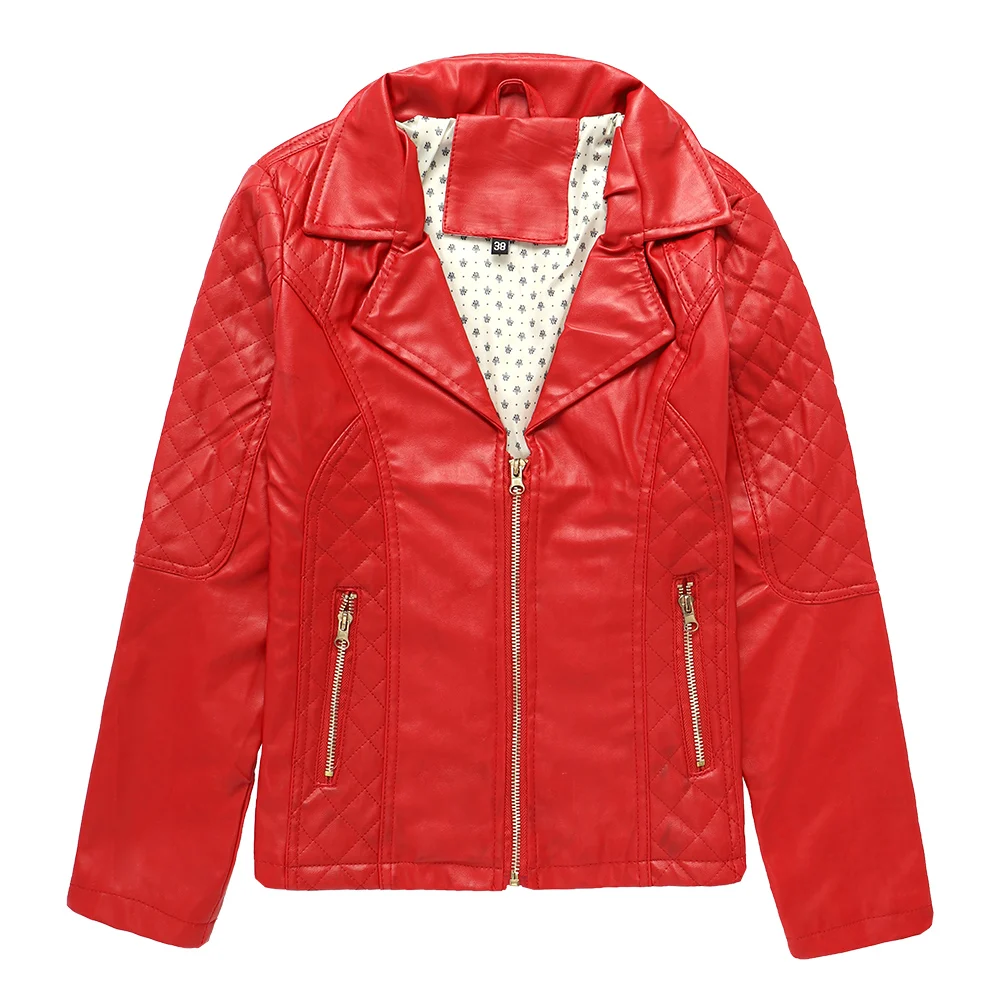 
Куртка из искусственной кожи для женщин, осенняя Повседневная облегающая короткая куртка из искусственной кожи, Женское пальто, винтажная верхняя одежда (1705-06) 