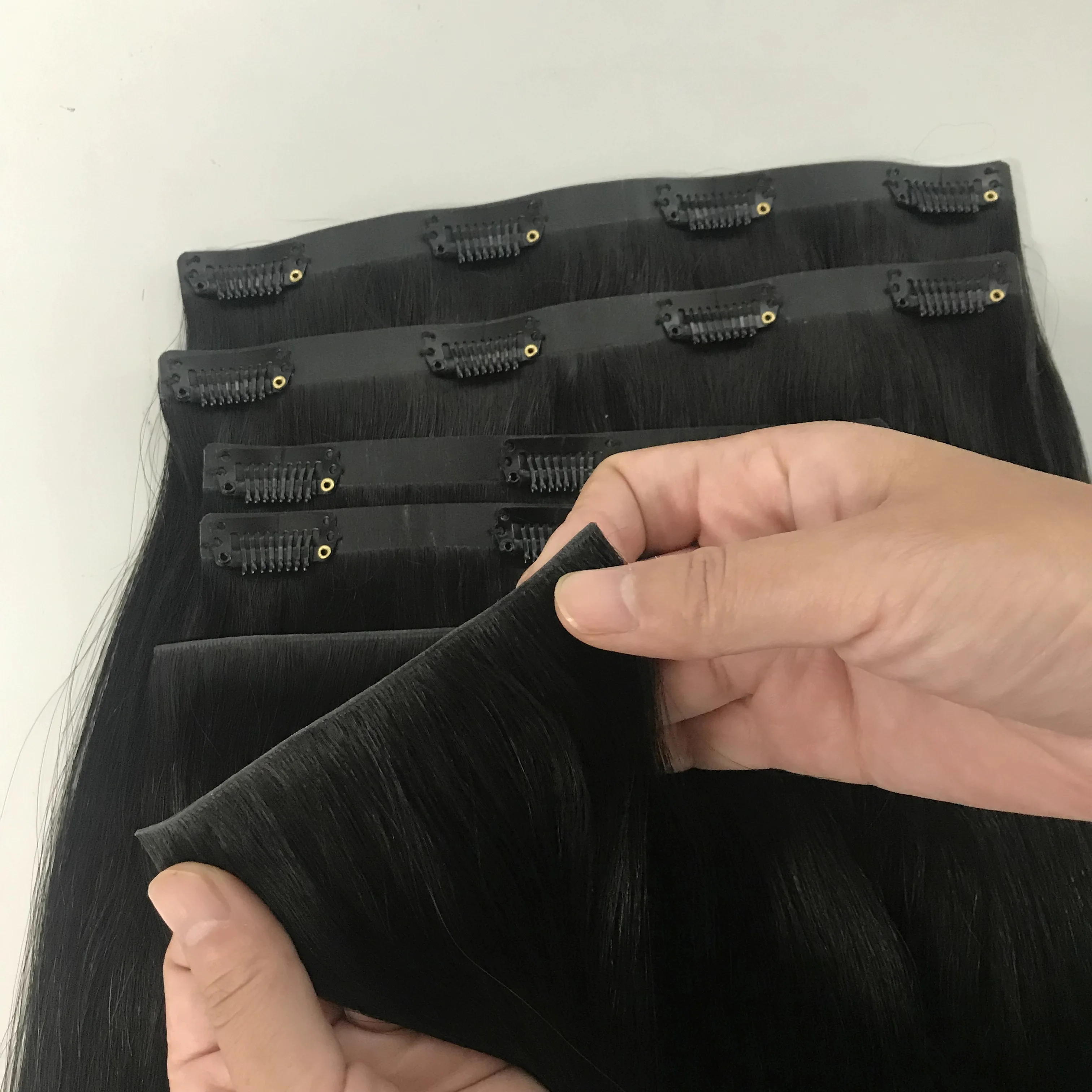 2024 New Design Invisible Clip In Hair Extension Heavy Gram 200g Available More Invisible and Can Wear On The Hairline Part