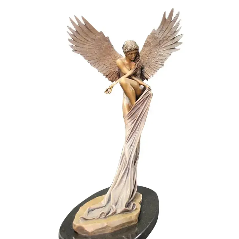 Metal Outdoor  Size Casting Bronze Sculpture Brass Angel Statue Art Decoration