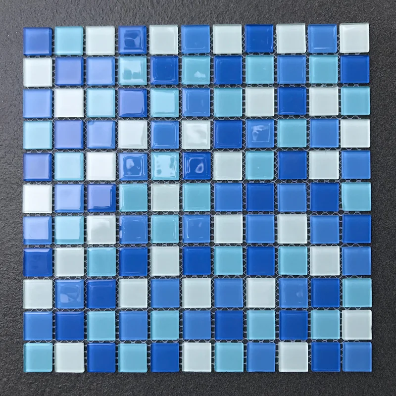 25x25mm crystal glass mosaic tile for swimming pool wall and floor