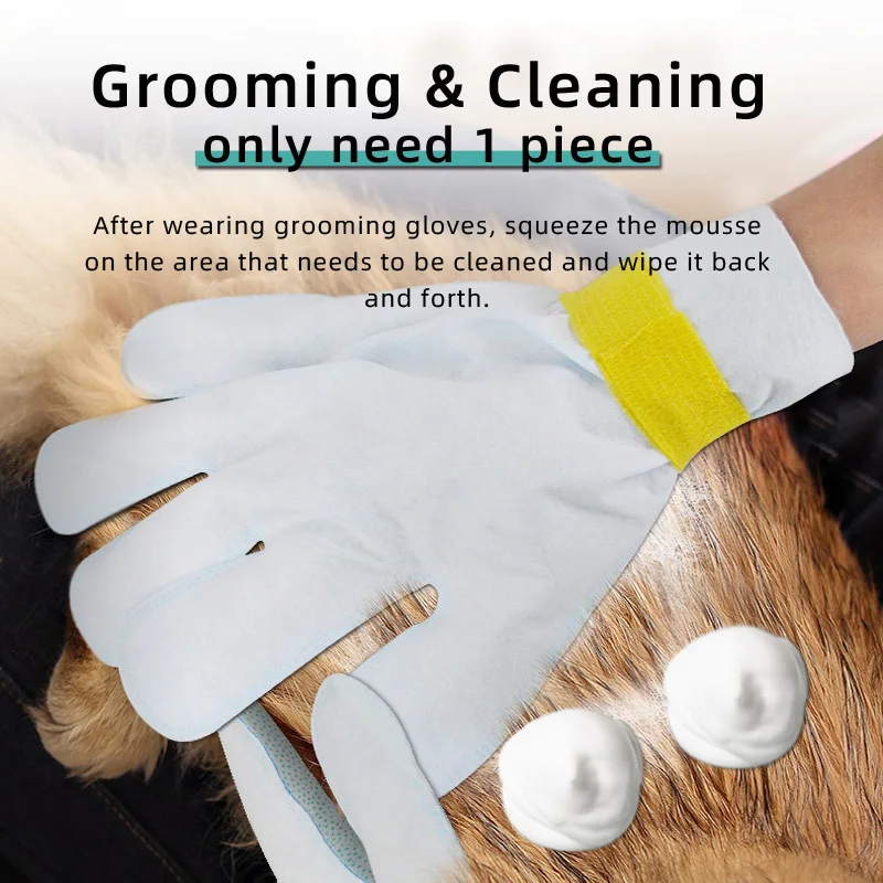 Dog Grooming Set Cat Pet Hair Grooming Glove With Dry Cleaning Waterless Deodorant Dog Shampoo