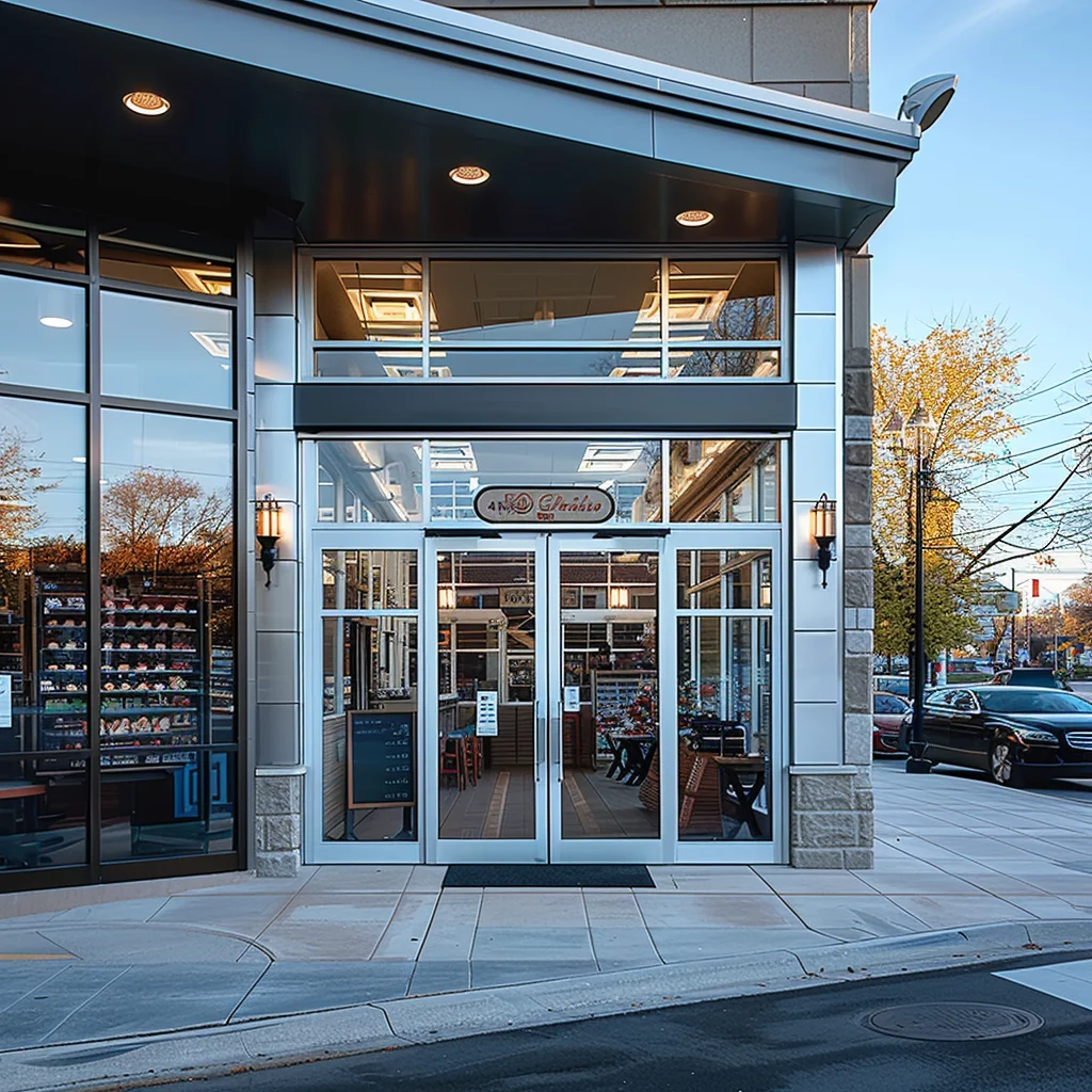 Commercial store supermarket shop electric automatic aluminium sliding doors design modern aluminum glass storefront door