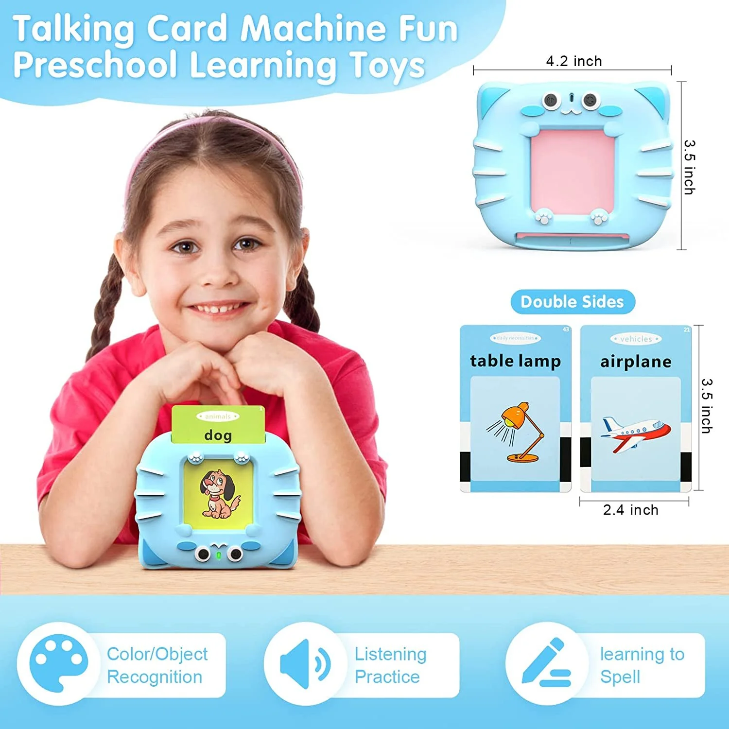 Wholesale Educational Early Learning Toddler Talking Flash Card Reader Musical Plastic Learning Toy Machine with Battery Power