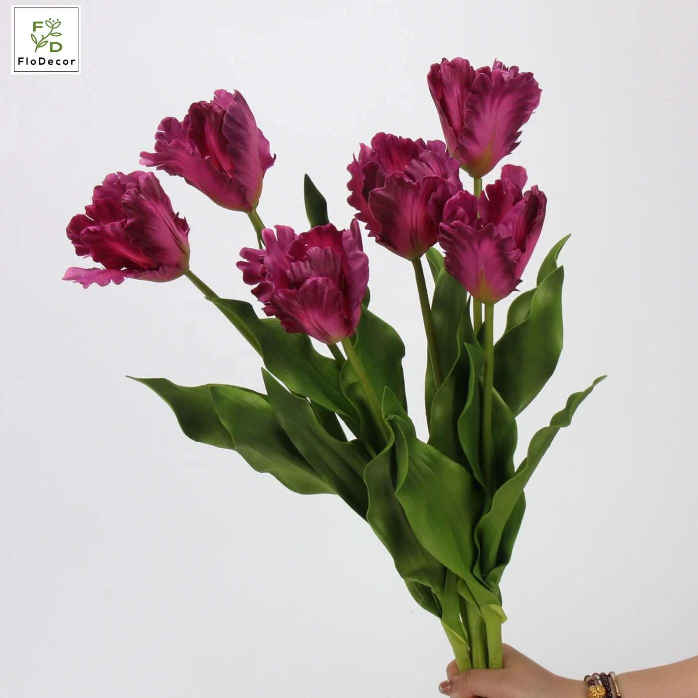 High Quality 60CM Artificial Monet Parrot Tulip Real Touch Flowers For Table Centerpiece Decor Tables Flower