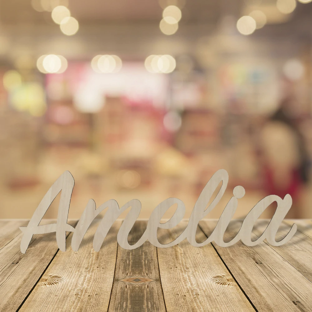 Tailai Laser cutting welcome wooden words Sculpture Hanging Decor Door  Room Decoration Personalized Wooden Name Sign