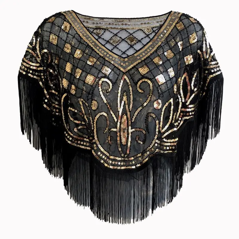 Women Beaded Sequin Shawl 1920s Vintage Bolero Flapper Evening Wraps Evening Cover Up Bridal Wraps Christmas Halloween cloak