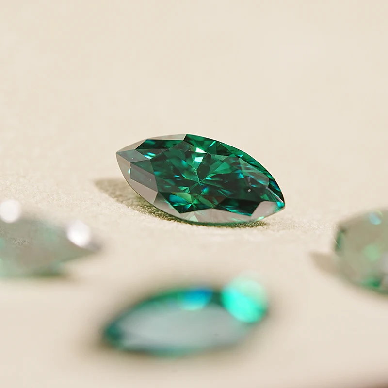 Wholesale Diamond 3*6-7*14mm loose moissanite Crushed Ice Hybrid Mariquesa Cut Blue Green GRA Moissanite