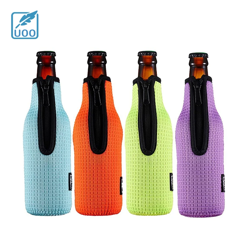 UOO OEM Recycled Neoprene Available 330ml Custom Printing Beer Embossed Bottle Neoprene Sleeve for Promotional Gifts
