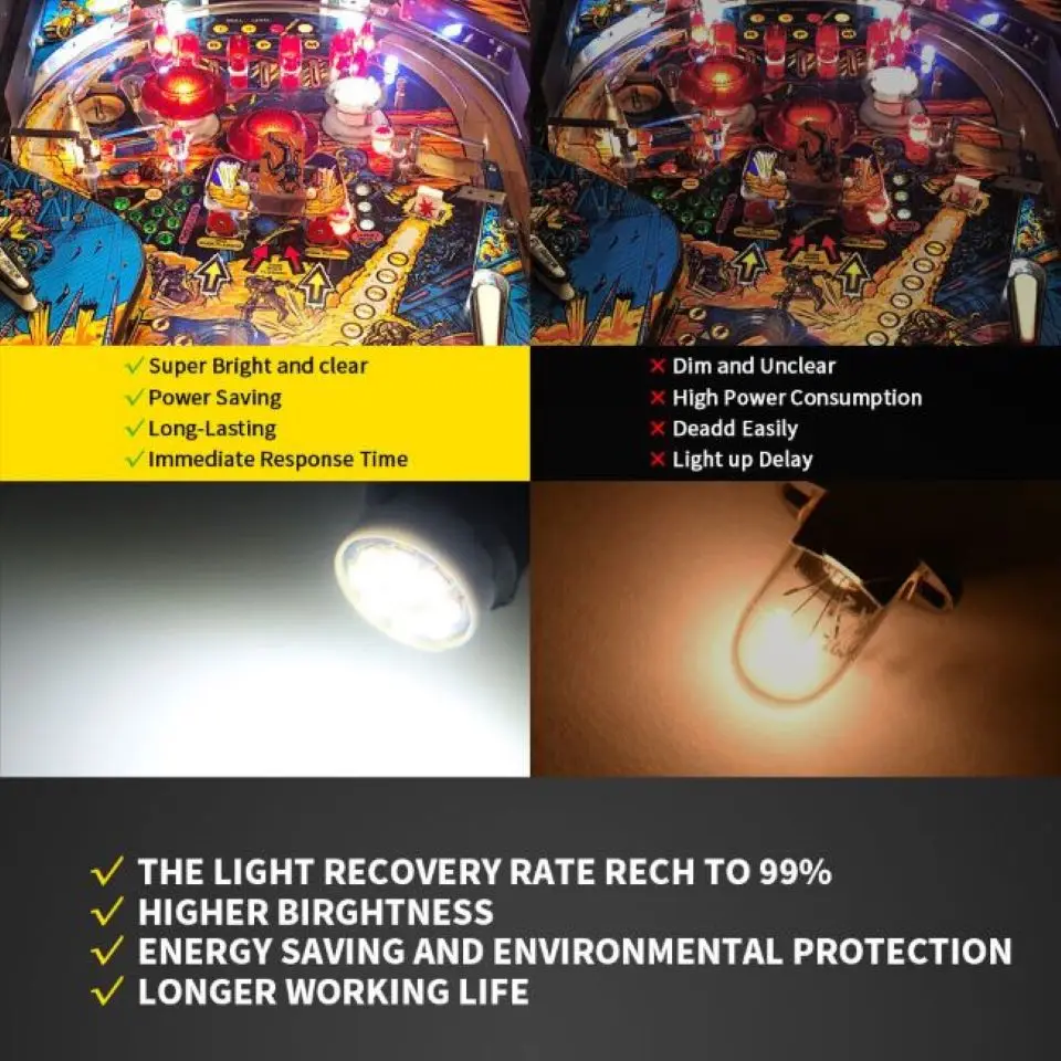 Super Bright DC AC 6V 8V 9SMD T10 W5W 2825 158 192 168 194 Pinball LED Wedge Light Bulbs