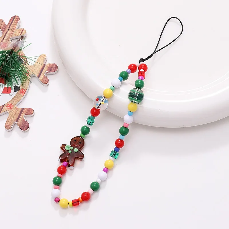 2024 Minimalist Christmas Series Beaded Mobile Phone Hanging Rope Anti loss Anti drop Wrist Pendant Jewelry