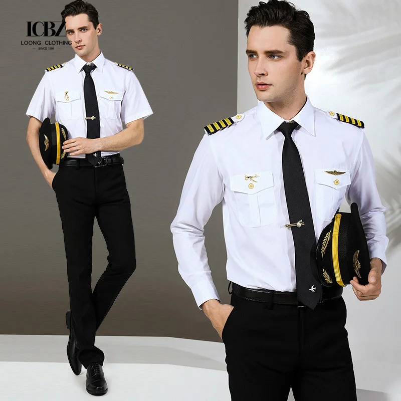 Professional Attire Wholesale Customization Short Sleeves Aviation Uniforms Wicks Away Moisture Customize Smock