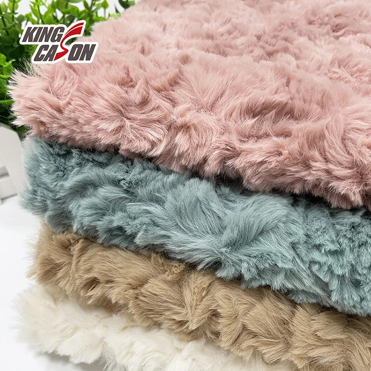 Kingcason Faux Fur Blanket Neck Warmer Manufacturer Sling Bag Pink Jacket Double Sided Capet Faux 450 Gsm Rabbit Fur Fabric