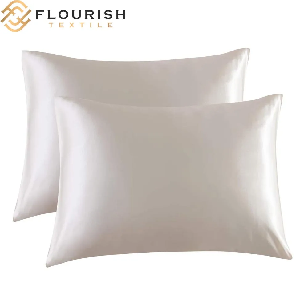 Luxury Copper Infused Pillowcase Anti Acne Anti-Bacteria Stain Polyester 25mm 22mm 50% Mulberry Silk Pillowcase