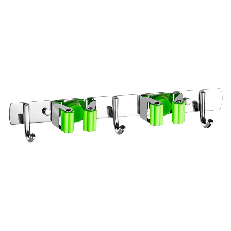 Stainless Steel Wall Mounted Mop Broom Holder  Organizer Non-Slip Screws or Self Adhesive Storage Rack Hangers