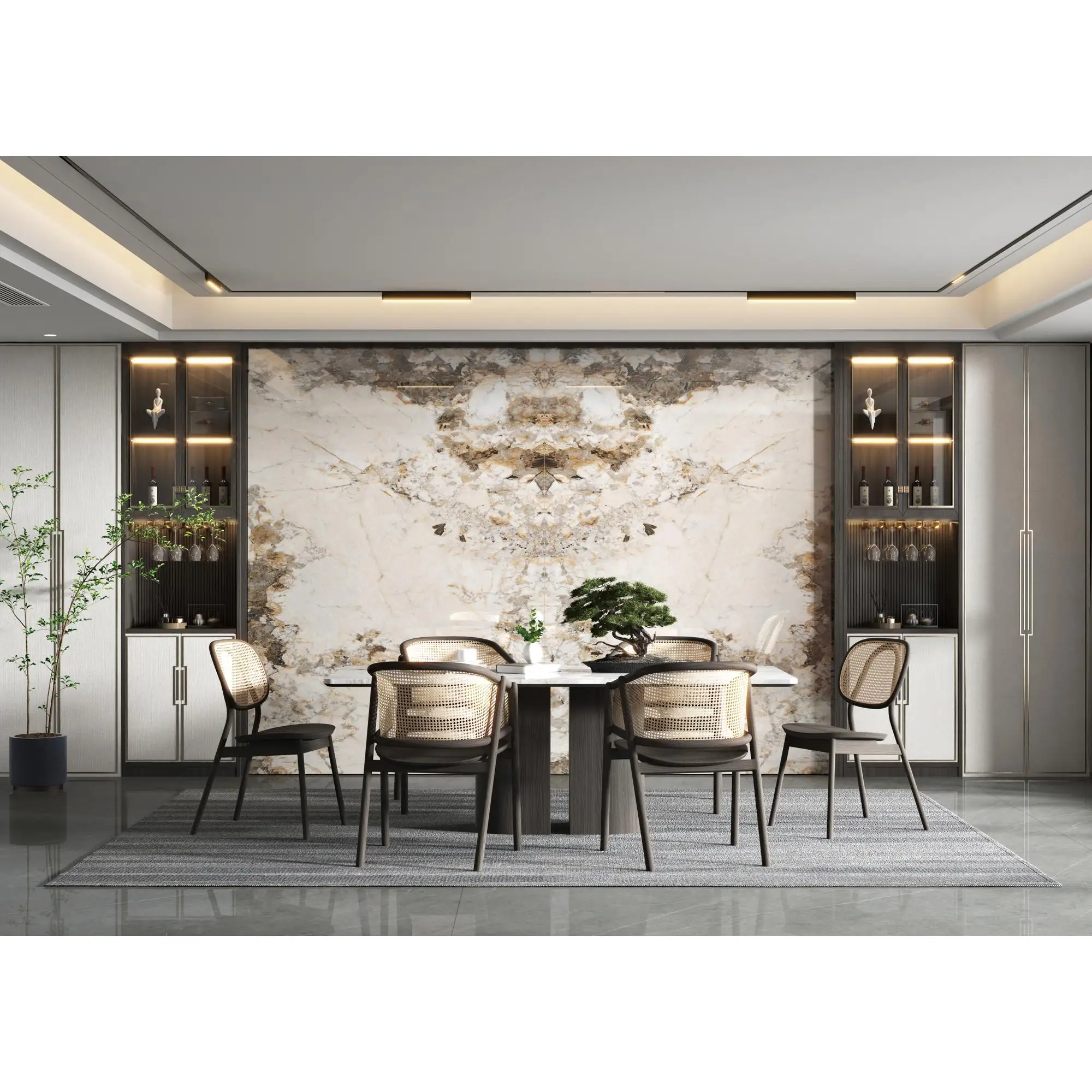 3200*160MM High Glossy Porcelain Tile Popular Design Marble Look Sintered Stone Slabs Living Room Staircase Wall Dining Flooring