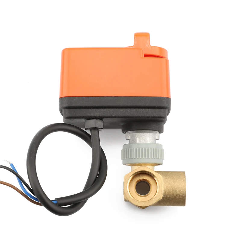 Manual Switch Electric Actuator AC110V/AC220V DN15 Three-Way Brass Ball Valve for Water Media ODM Supported