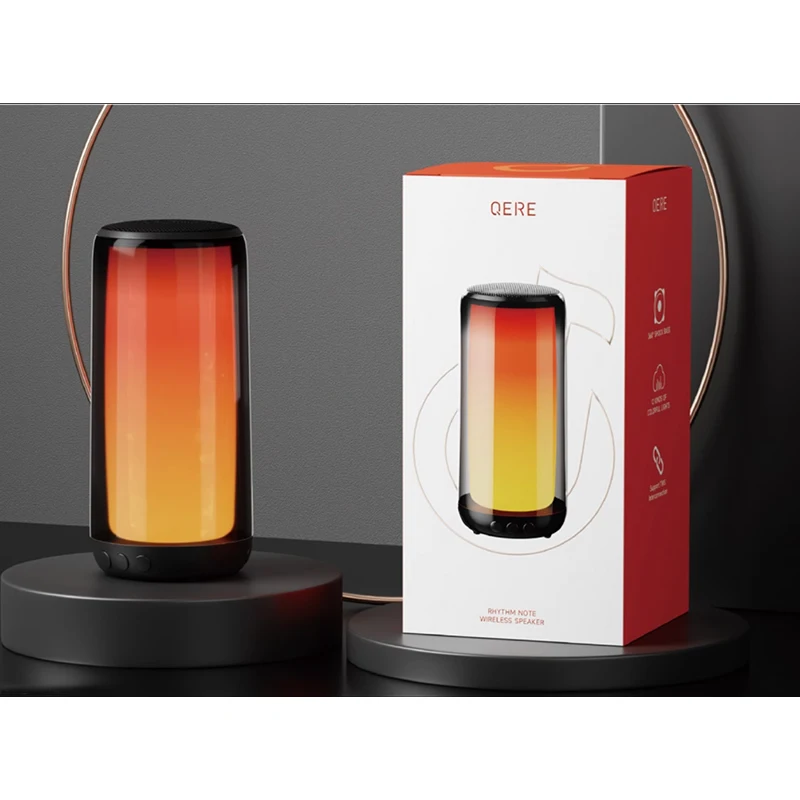 QERE HF33 Mini Portable Wireless Speaker Outdoor Subwoofer With Led Flashing Colorful Metal Bass Speaker