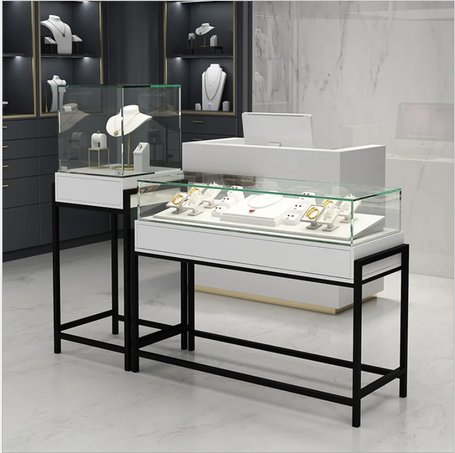 Factory Free Design European Led Light Transparent Jewelry Display Showcase Cabinet Jewellery Shop Interior Design