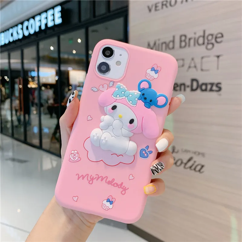 Color tpu Cinnamoroll and Melody design suitable square 3d silicon phone case for redmi note 10 pro