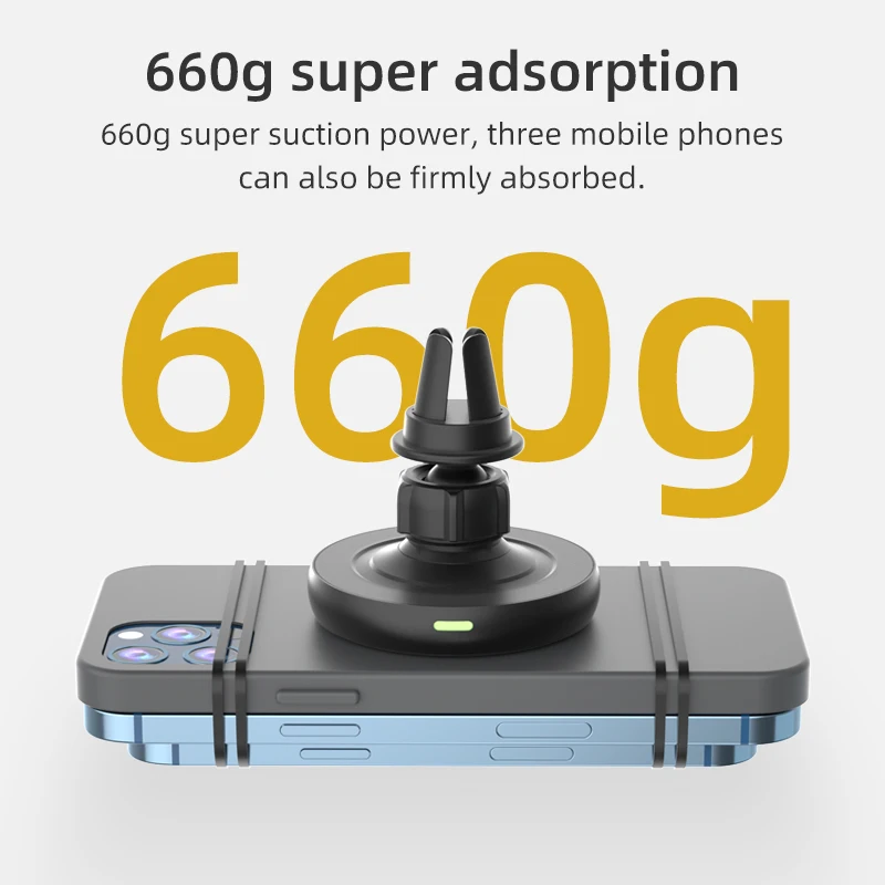 
Amazon Best Seller 15W Fast Mobile Phone Charging Stand Holder For Iphone 12 Wireless Car Charger 