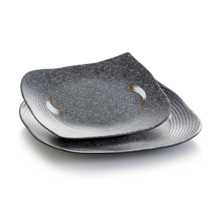 Wholesale Cheap Price Irregular Restaurant Melamine Plate Black