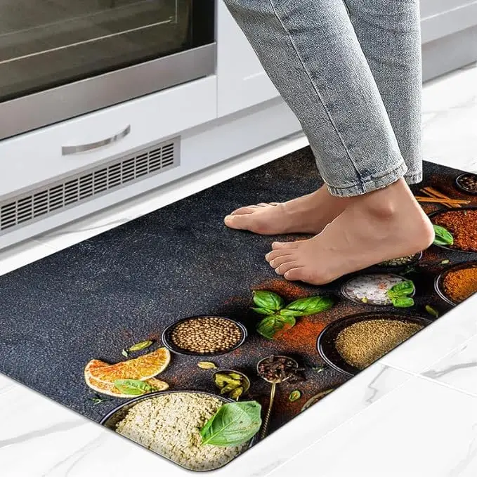 3D Printed Anti-Slip Kitchen Anti-Fatigue Mat Modern Waterproof Standing Nylon Mat Washable for Home Use