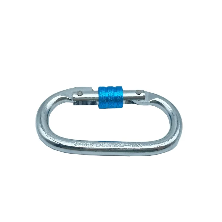 screw link carabiner 25KN safety belt fittings Oval hook full-body safety belt fittings anti-fall equipment climbing buckle O shape carabiner