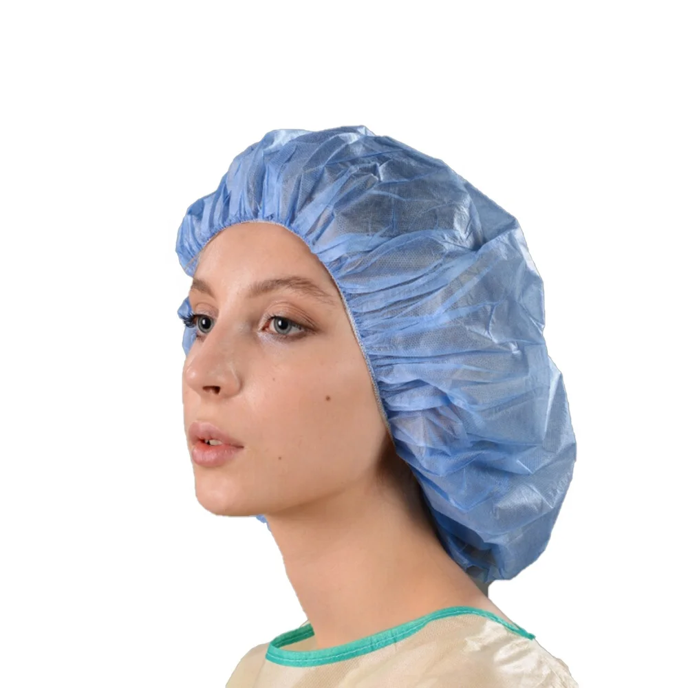 Cleanroom bouffant cap Food Service PP Nonwoven Blue Green Disposable mob cap round cap
