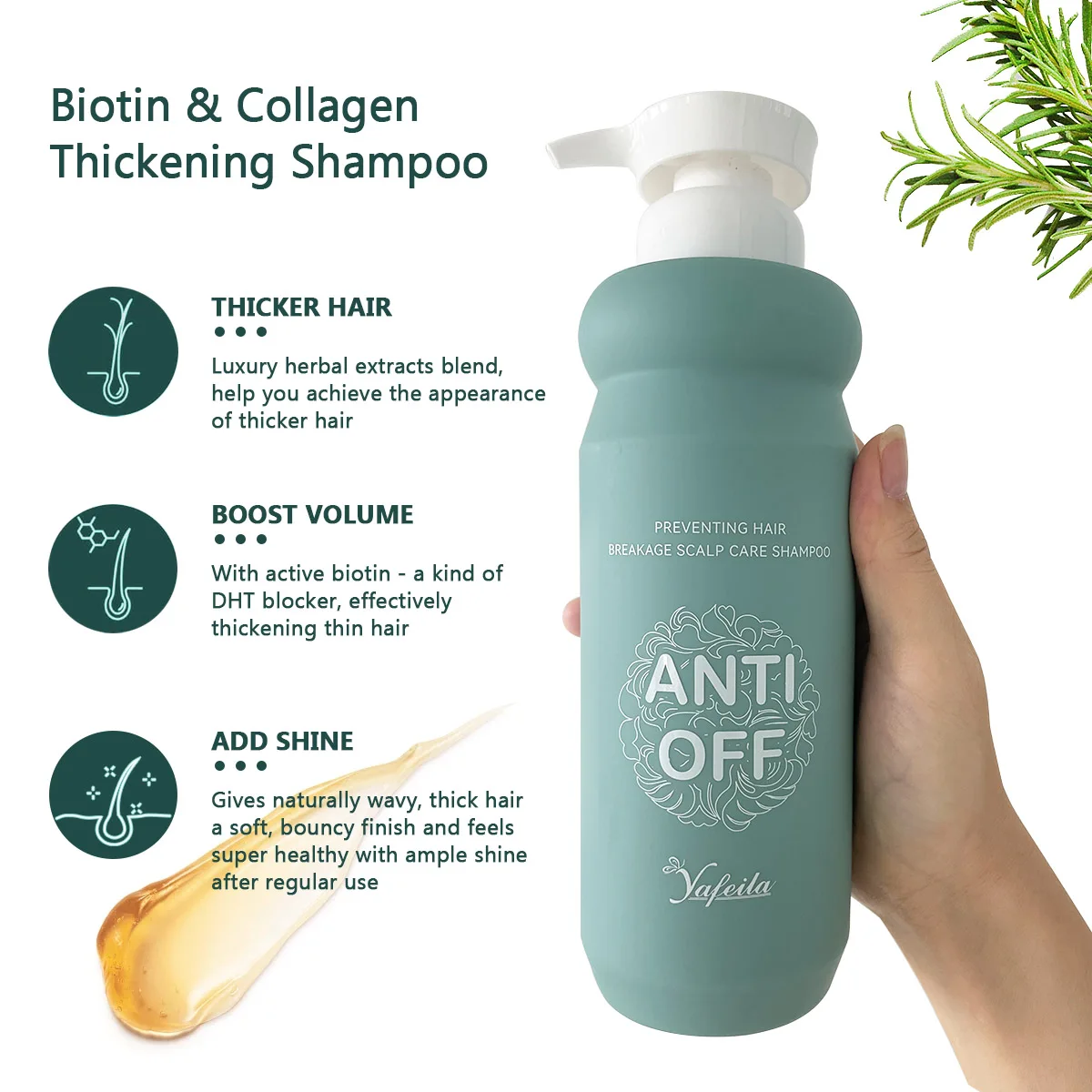 Free Sample Organic Sulfate Free Herbal Ginger Curl Shampoo Anti Hair Loss Treatment for Men and Women