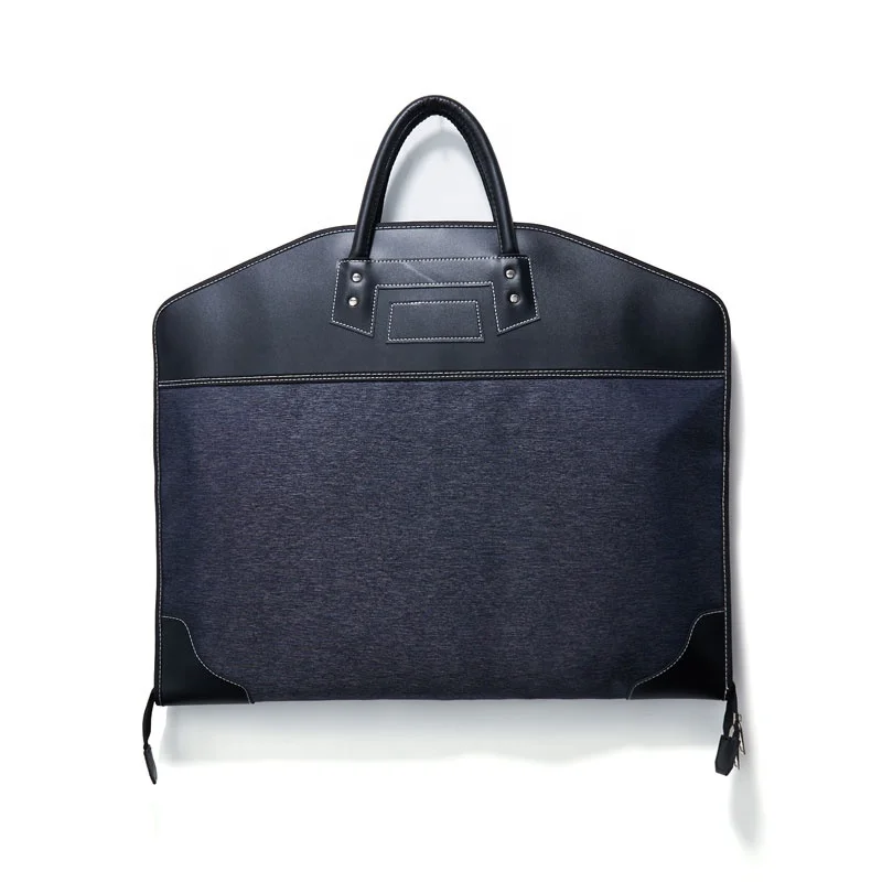 Manufacturer Dustproof Home Nylon Stitching Leather Foldable Zipper Suit Travel Peva Garment Bag Dance Bags with Garment Rack