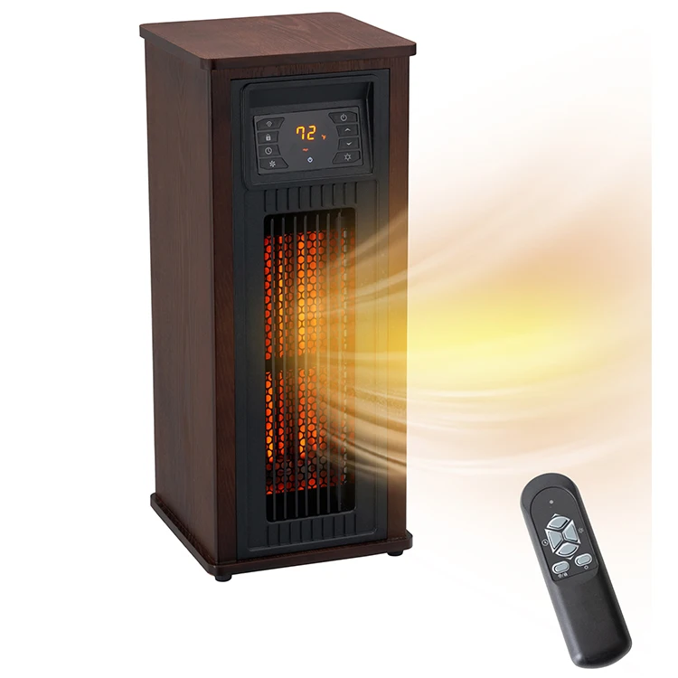 Portable 1000W 1500W Space Warmer Indoor Heating infrared wood tower heater with Remote control