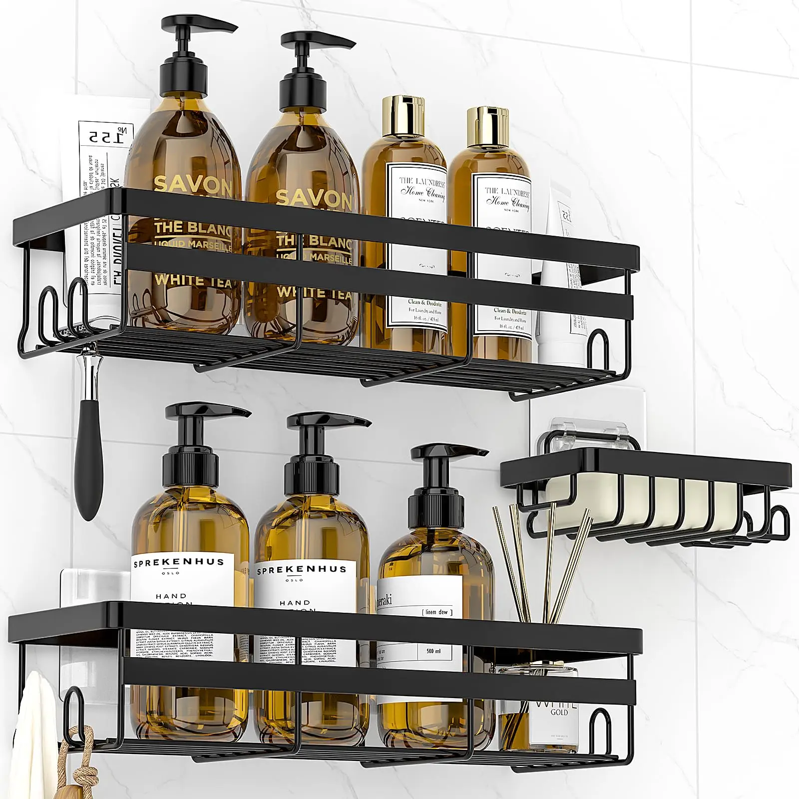 Hanging Bathroom Shelves Storage Rack Corner Shower Caddy No Drilling Adhesive Shower Caddy Bathroom Orgianzer