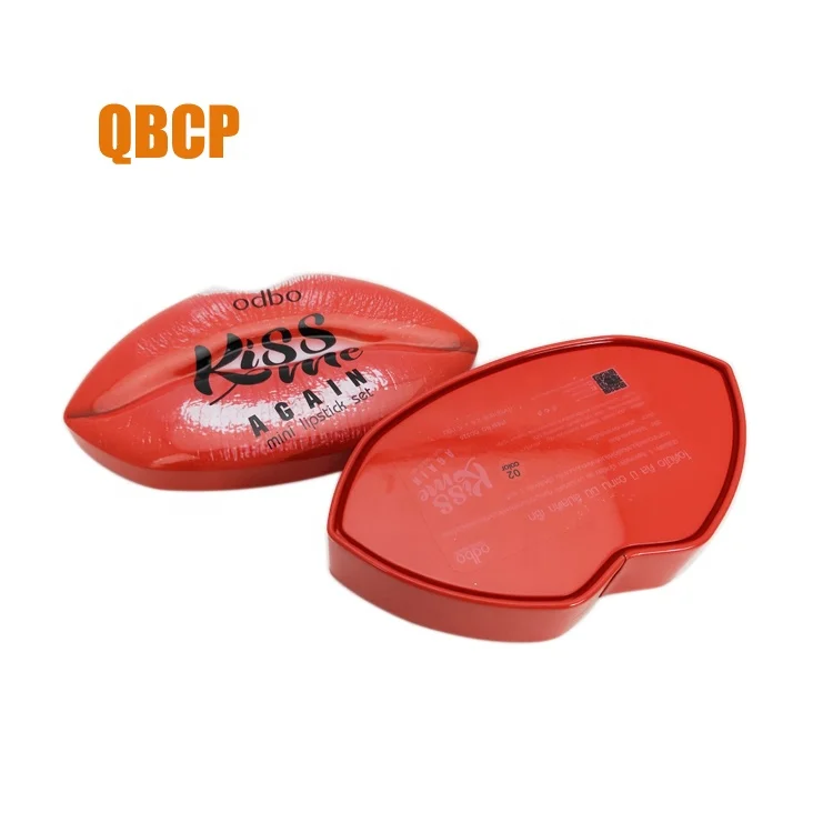 customized cosmetic lip shape tin box