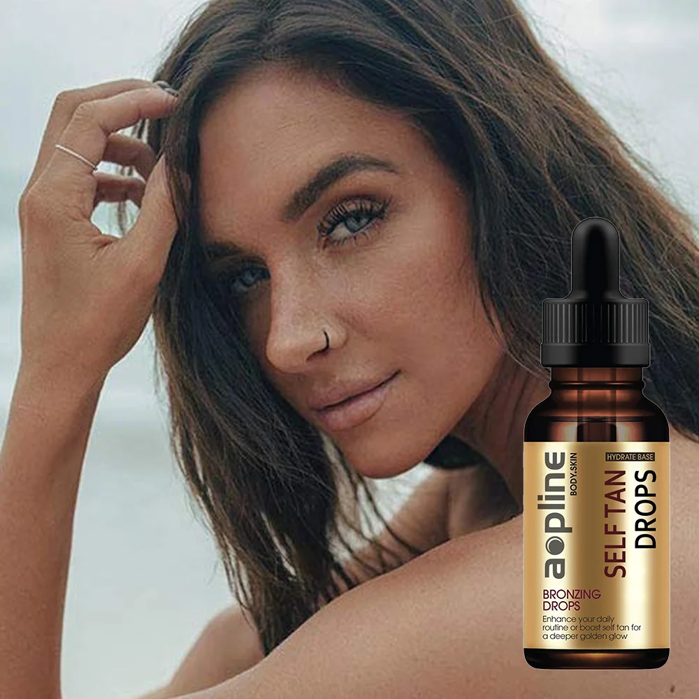 Custom logo brand bronzing sunless fake tan face self tanning oil drops private label