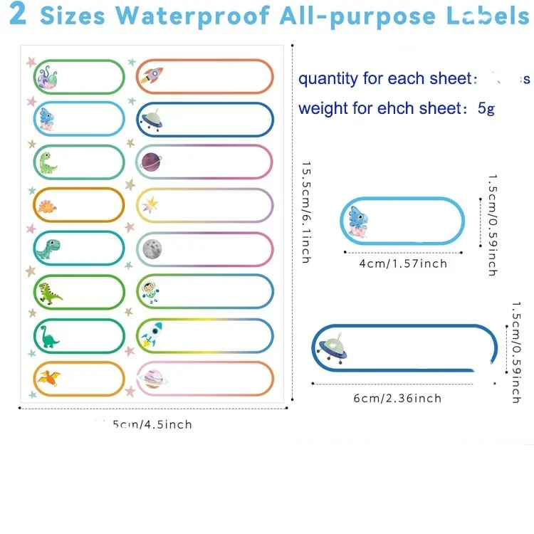 Hot Selling Waterproof Name Stickers Children Cartoon Sticker Name Tags Name Sticker