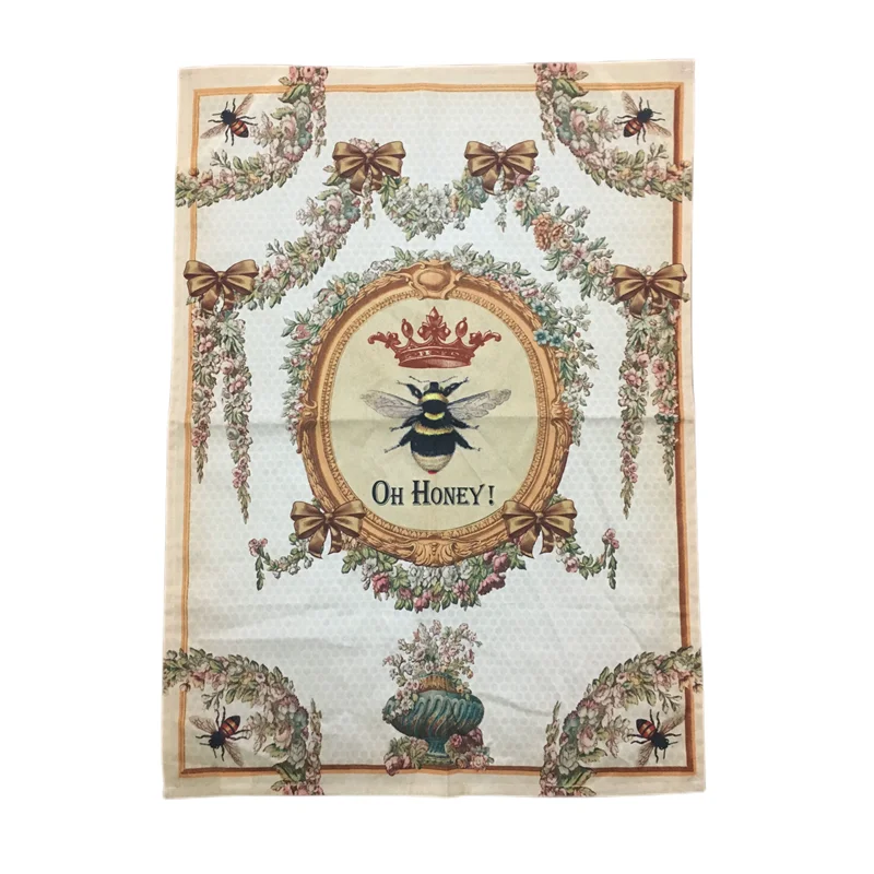 Eco-Friendly Paperless Cotton Kitchen Tea Towel linen multi-use personalized waffle weave sublimation digital printing tea towel