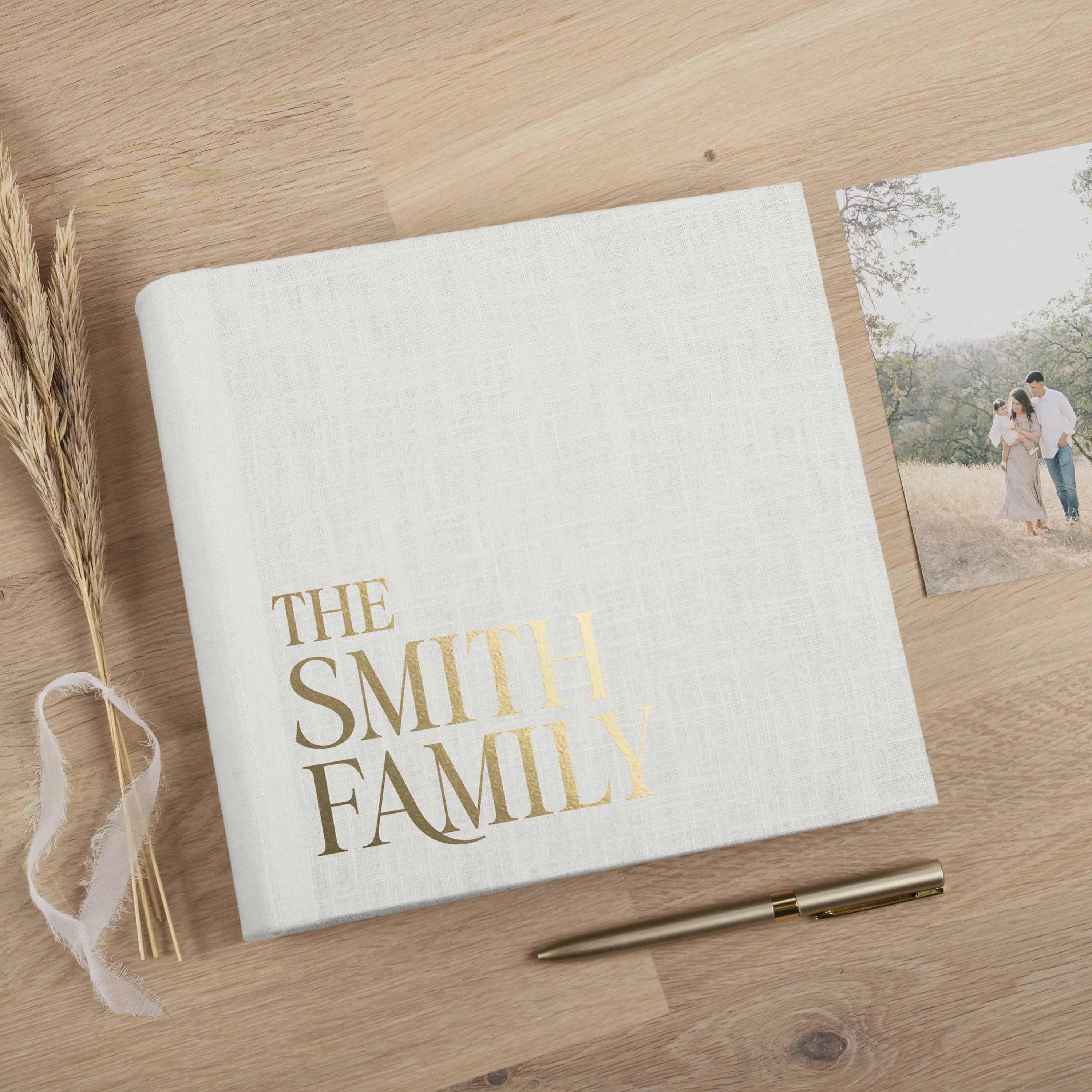 Custom Family Slip In Photo Album Personalized Linen Memory Book Wedding Photo Album with Sleeves
