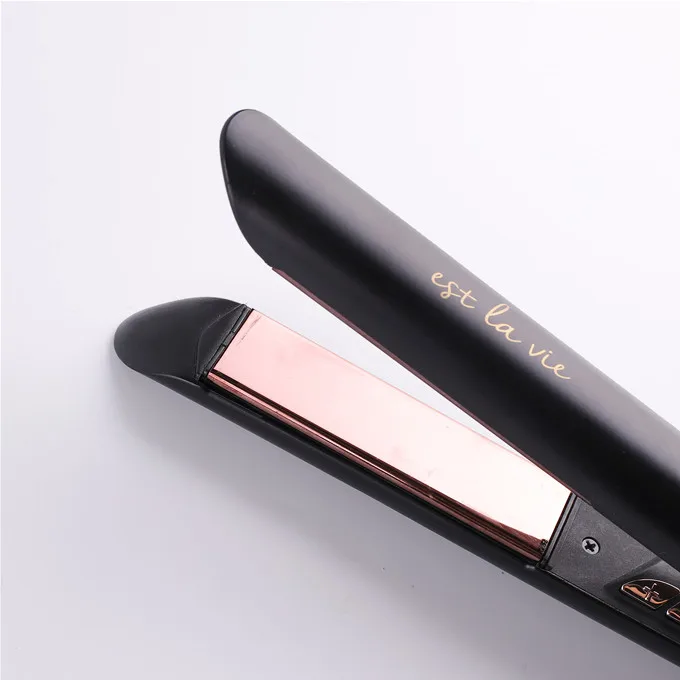 HY New Sale Custom Professional Flat Iron New Rose Gold Titanium Plate Negative Ion Hair Straightener