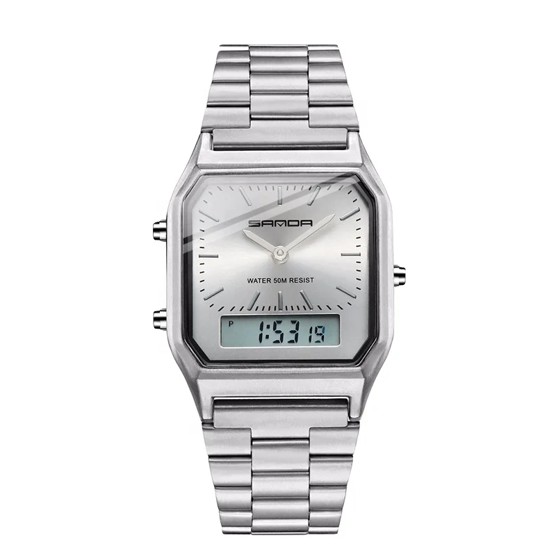 Hot Sale SANDA 747 Fashion Quartz Digital Watch Rectangle Personalized Sports Digital Watches Clock