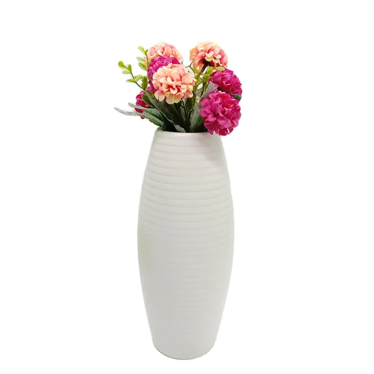 2021 New Design Hammered Ceramic White Flower Vase Ceramic Clay Vases Galvanized White Square Vases