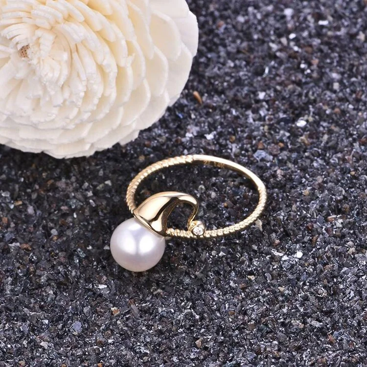 
Engag 100% Real Au750 Yellow Solid Gold 18K Ring With Freshwater Pearl For Gift Christmas Fast Shipping 