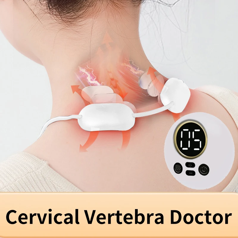 Smart Hanging Rope Electric Neck Massager Pulse Back Cervical Spine Massager Infrared Heating Pain Relief Relaxation Machine