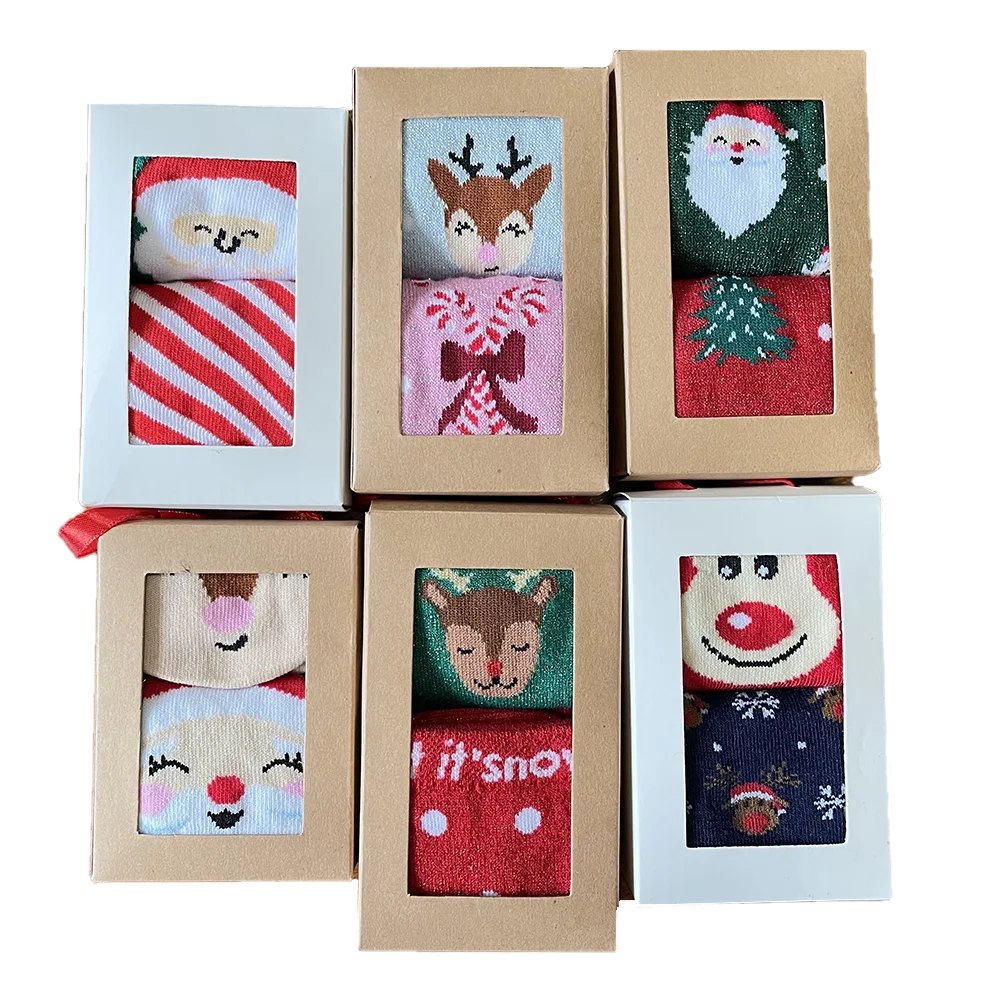2024 New Arrival winter Novelty colorful custom cotton animal 3d knit merry christmas socks