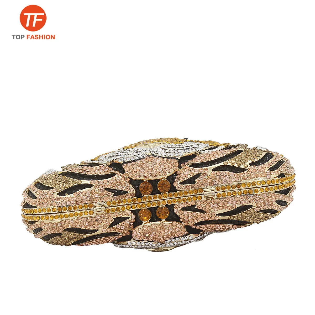China Factory Wholesales Crystal Rhinestone Clutch Purse for Formal Party 3 D Tiger Head Diamante Evening Bag