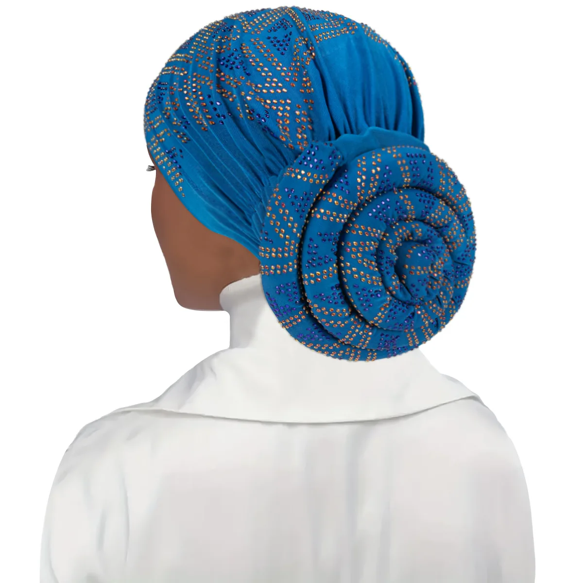 New Design Soft Stretchy Headwraps Crystal Big Knotted On Back Muslim  Sequin Glitter Turban Hat For Women