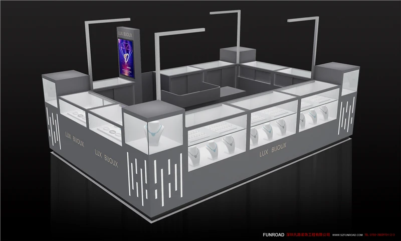 Custom Design Mall Display Watch Jewelry Showcase Display Kiosk for Mall Jewelry Display
