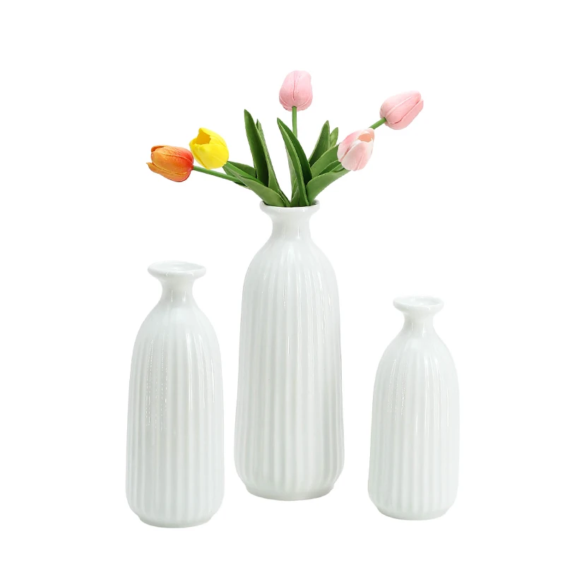 Flower Vase for Pampas Grass Eucalyptus Ceramic White Bud Vases
